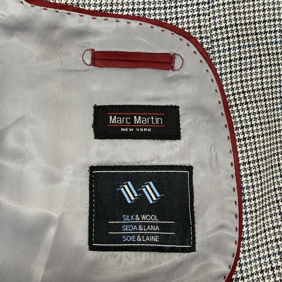 Marc Martin Silk Wool Herringbone Blazer 48R Sport Coat 2 Button Jacket - Picture 5 of 11